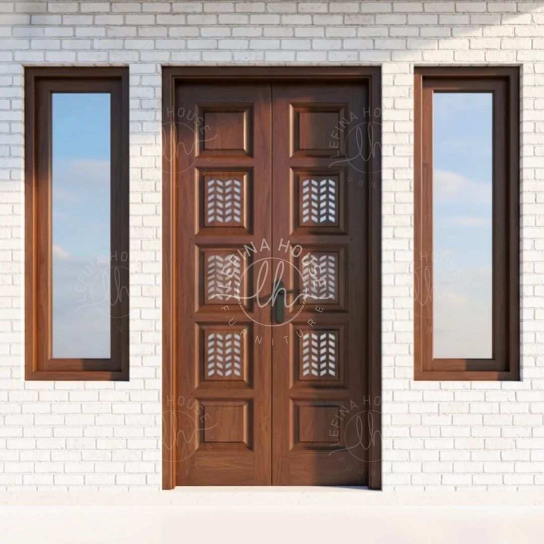 Pintu kupu tarung jati ukiran klasik elegan untuk rumah