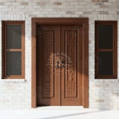 Pintu Kupu Tarung Jati Ukiran Kontemporer Simetris