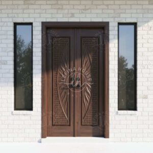 Pintu Kupu Tarung Ukir Jati Ornamen Daun Klasik Elegan
