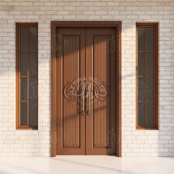 Pintu Kupu Tarung Jati Minimalis Ornamen Besi Elegan