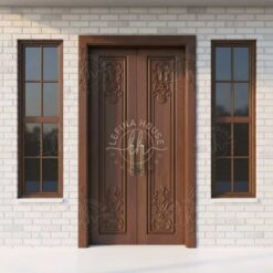 Pintu Kupu Tarung Kayu Jati Ornamen Natural Minimalis