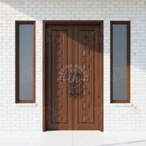 Pintu Kupu Tarung Jati Ukir Geometris Modern