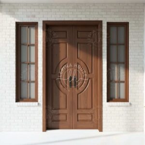 Pintu Kupu Tarung Jati Panel Klasik Coklat Tua