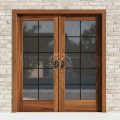 Pintu Kupu Tarung Jati Kaca Besar Simetris