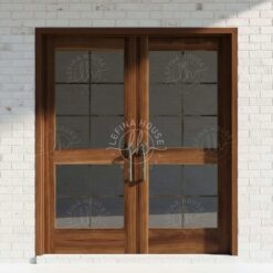 Pintu Kupu Tarung Jati Kaca Hitam Minimalis Modern