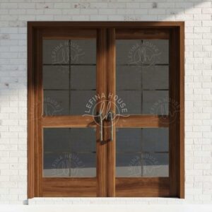 Pintu Kupu Tarung Jati Kaca Hitam Minimalis Modern