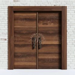 Pintu kupu tarung jati minimalis panel horizontal solid modern