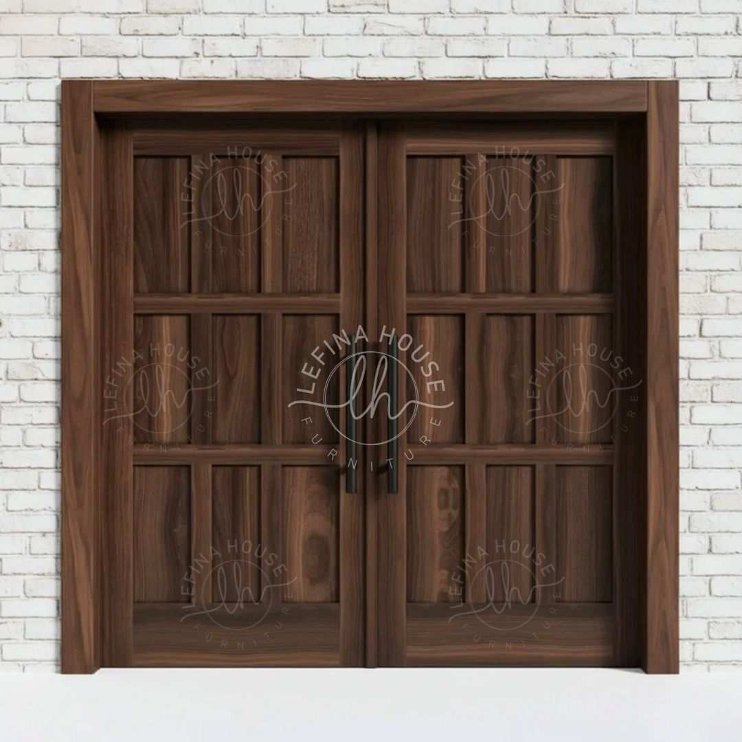 Pintu kupu tarung jati panel kotak solid klasik