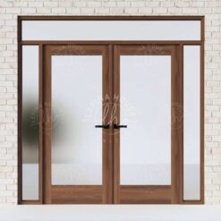 Pintu kayu jati kaca frosted full modern frame natural