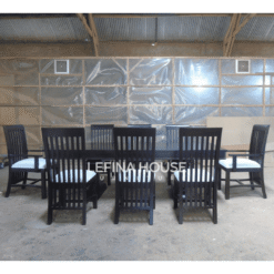 Set meja dan kursi makan minimalis untuk 8 orang model ruji