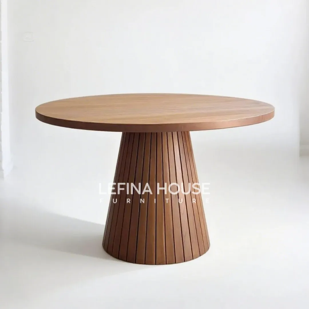 Set Meja Makan Bundar Rotan Elegan 4 Kursi - Image 3