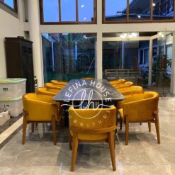 Set Meja Makan Marmer 10 Kursi Mewah Kayu Jati Besar Terbaru