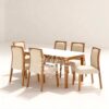 Set meja makan modern minimalis 6 kursi warna krem