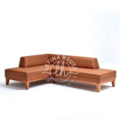 Set Kursi Kayu Sofa Sudut Coklat Minimalis Elegan bahan kuat awet