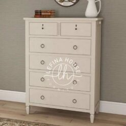 Lemari laci tinggi YOBA029 warna ivory dengan 4 susun laci (total 6 laci).