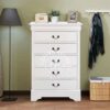 Lemari laci tinggi YOBA030 warna putih dengan 4 susun laci (total 5 laci).