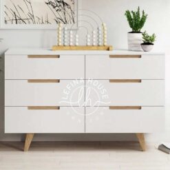 Dresser Scandinavian YOBA044 dengan 6 laci putih