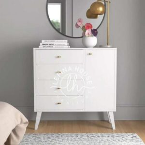 Dresser retro kecil YOBA048 warna putih dengan 3 laci