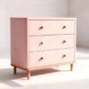 Dresser anak minimalis pink soft cat duco halus kaki retro