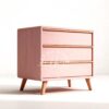 Credenza anak minimalis pink kayu mahoni duco aksen gold