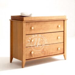 Baby tafel minimalis kayu jati 3 laci natural tray atas