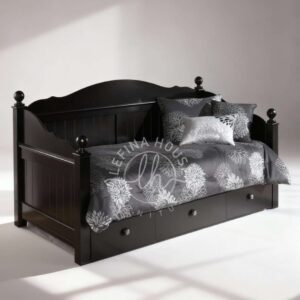 Daybed elegan model sleigh bed YODB002 warna hitam dengan laci sorong