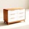 Dresser modern 6 laci kombinasi putih sudut oval aman