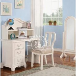 Set meja rias anak YOMB030 dengan cermin bentuk unik dan kursi serasi.