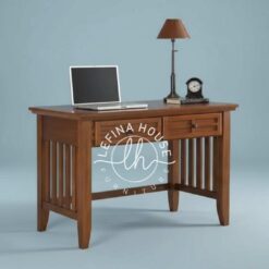 Meja belajar klasik YOMB035 dari kayu jati solid dengan gaya Mission.