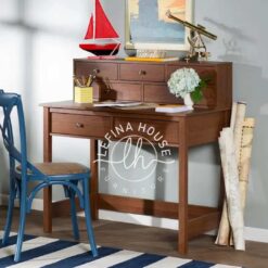 Meja sekretaris klasik YOMB036 dari kayu jati dengan daun meja yang bisa dilipat.