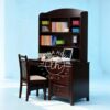 Set meja komputer YOMB037 dari kayu jati dengan rak buku besar dan kursi.