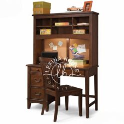 Set workstation lengkap YOMB041 dari kayu jati dengan rak