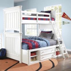 Tempat tidur tingkat YOTT008 dengan laci penyimpanan di setiap anak tangganya.