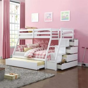 Tempat tidur tingkat multifungsi YOTT009 dengan ranjang bawah lebih lebar.