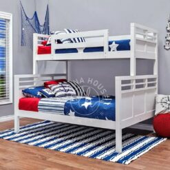 Tempat tidur tingkat modern YOTT012 dengan kombinasi warna putih dan biru.