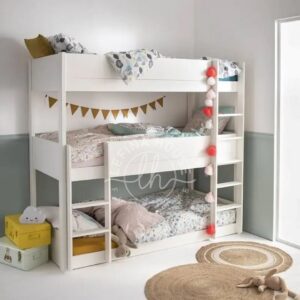 Tempat tidur tingkat minimalis YOTT024 warna putih dengan desain Skandinavian.