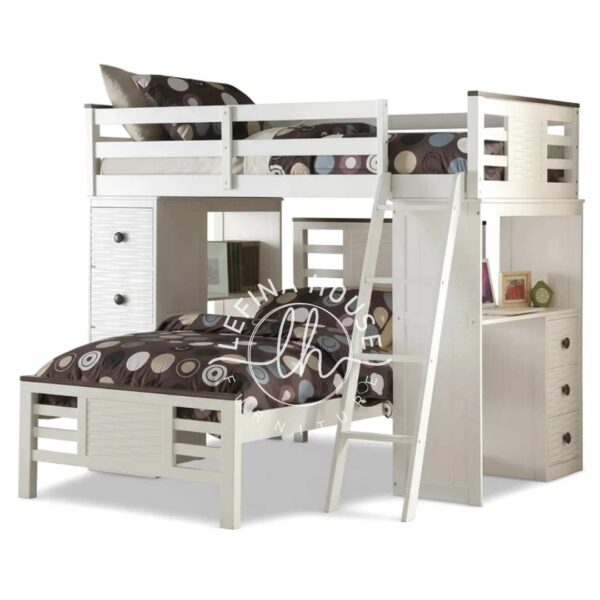 Set loft bed YOTT046 dengan meja belajar