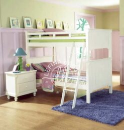 Tempat tidur tingkat YOTT066 dengan kombinasi warna putih dan hijau mint.