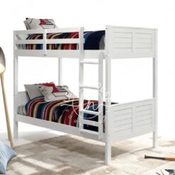 Tempat tidur tingkat YOTT079 dengan desain panel papan (beadboard).