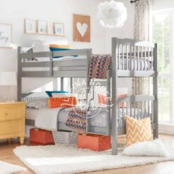 Tempat tidur tingkat minimalis YOTT083 dengan finishing cat duco silver.