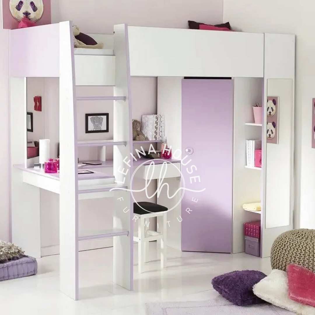 Set loft bed YOTT084 dengan lemari