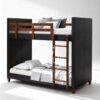Tempat tidur tingkat modern YOTT088 kombinasi warna hitam dan jati natural.