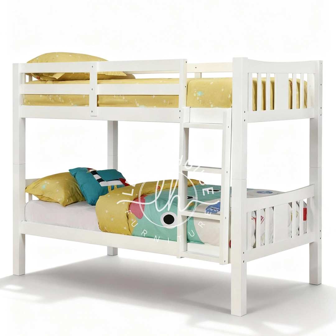 Tempat tidur tingkat minimalis YOTT091 dengan aksen warna kuning ceria.