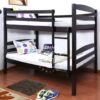 Tempat tidur tingkat (loft bed) YOTT095 warna hitam dengan meja tulis di bawah.