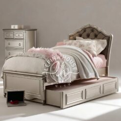 Ranjang sorong (daybed) mewah YOTT098 dengan headboard jok kancing.