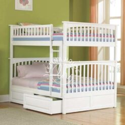 Tempat tidur tingkat 3 susun (triple) YOTT159 warna putih yang kokoh.