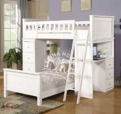 Set loft bed YOTT103 dengan meja belajar