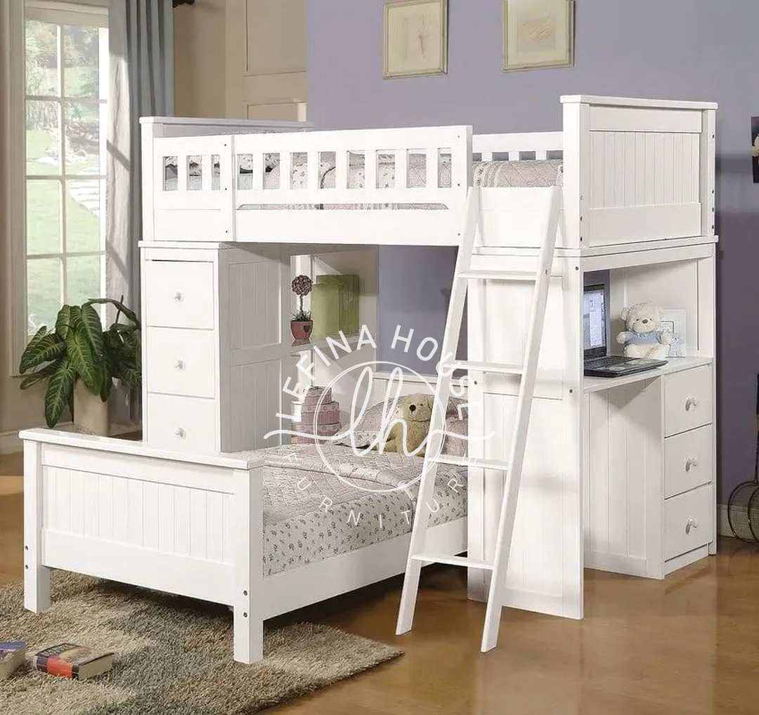 Set loft bed YOTT103 dengan meja belajar