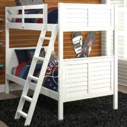 Tempat tidur tingkat YOTT107 dengan desain panel papan (beadboard).