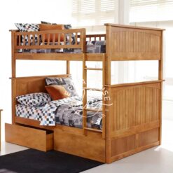 Tempat tidur tingkat klasik YOTT110 dari kayu jati solid yang kokoh.